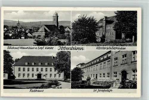 Ibbenbüren Blick auf Mauritius und Evangel. Kirche Kloster Waldfrieden Rathaus St. Josefsstift 4-Bildaufnahme