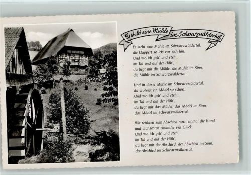 Liederkarte - Es steht eine Mühle im Schwarzwäldertal