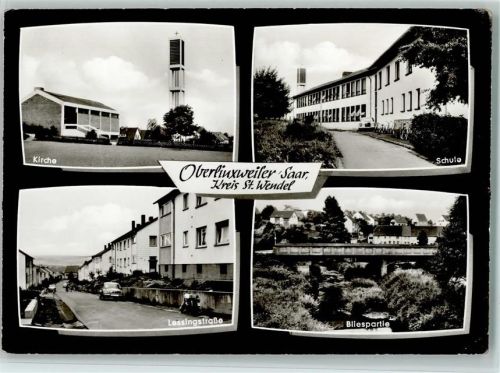 Oberlinxweiler Kirche Schule Lessingstraße Bliespartie 4-Bildaufnahme
