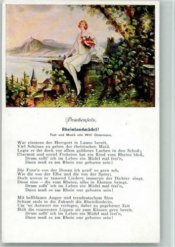 Rheinlandmädel Musik Ostermann- Rheinlieder Nr. 24 F AK Gemälde von Volkhofen jr.