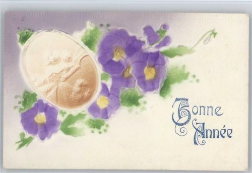 Blumen im Relief-Druck - Bonne Annee