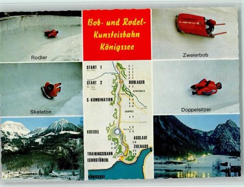 Berchtesgaden Königsee Kunsteisbahn, Bobfahrer, Rodler ca 1978 AK