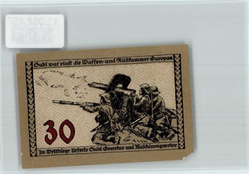 Soldaten am Schütz - Ecke beschädigt, Notgeld