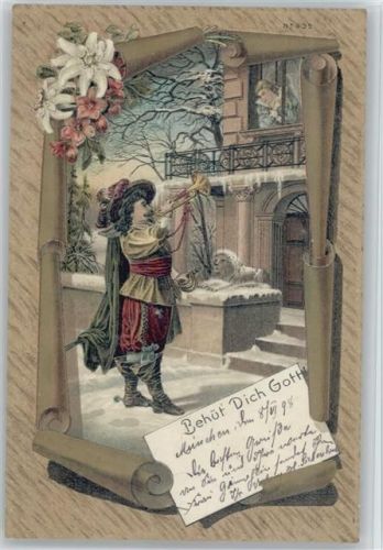 1898 Nr. 639 Behüt dich Gott - Edelweiß, Frau schaut aus dem Fenster, Winterlandschaft