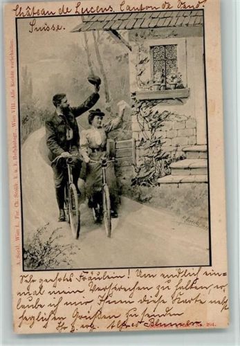 Scolik - Liebespaar auf dem Fahrrad 1900 AK