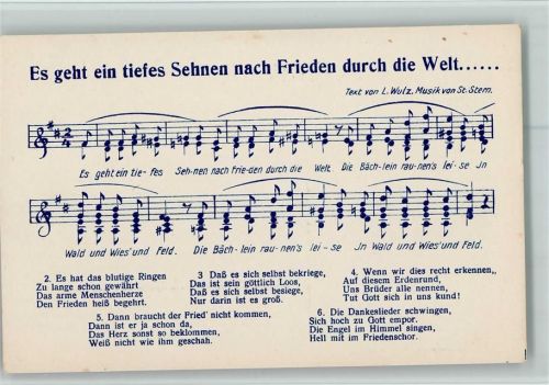 Es geht ein tiefes Sehnen nach Frieden durch die Welt, Musik von St. Stern