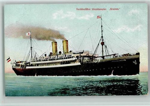 1910 Dampfer Bremen mit Fahne schwarz-weiß-rot AK