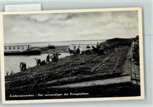 Zuiderzeewerken ca 1930 - Het vervaardigen der Kraagstukken - Landgewinnung , Befestigung des Deiches