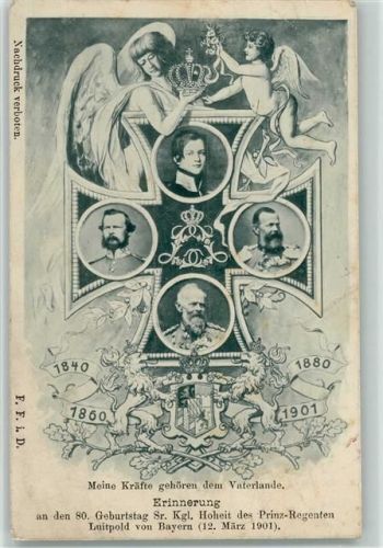 Erinnerung 80. Geburtstag Luitpold 1901 AK