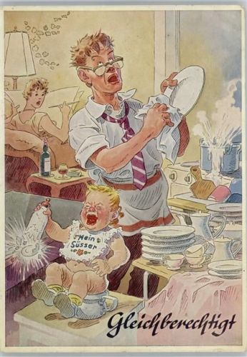 1956 Humor - Gleichberechtigung - Vaterrolle - Münchner Bildkunstverlag Lengauer Nr. 3171