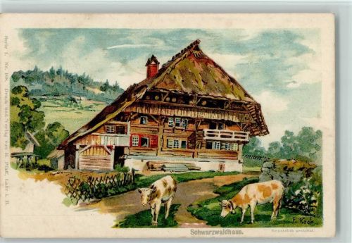 1908 sign Keck - Schwarzwaldhaus Serie I Nr. 108 litho