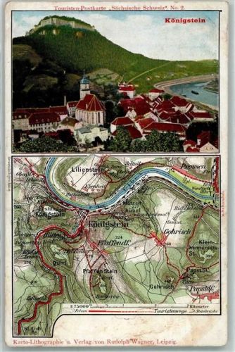 Königstein Postkarte Sächsische Schweiz Nr. 2 Landkarte