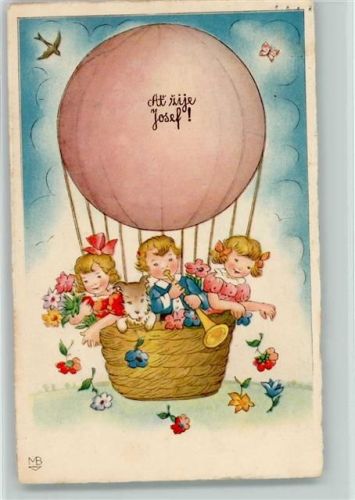 Kinder im Ballon - At zije Josef 1939 AK Geburtstag