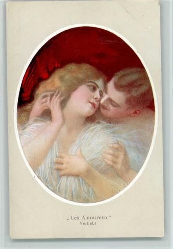Erotik Serie 526-4 Les amoureux - Verliebt - der Kuss - Schleier verhüllt die Frau Guerzoni, C. Künstlerkarte