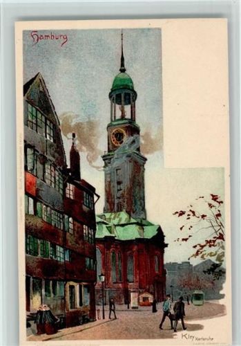 Hamburg Velten - Michaeliskirche, litho 1898 AK