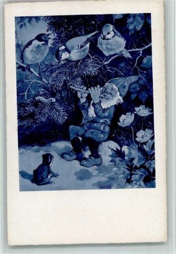 Nr. 123 - Zwerg spielt Flöte und ein Frosch schaut zu , gute Erhaltung