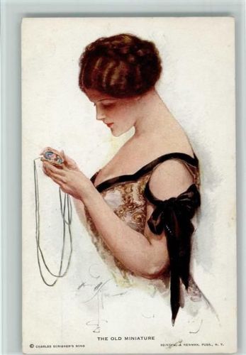 The old Miniature - Glamour Frau Fisher, H. Künstlerkarte