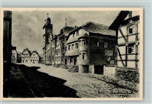 Lauterbach Marktplatz Kohlezeichnung K. Winkel