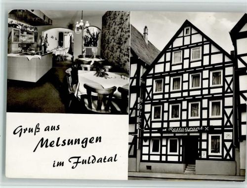 Melsungen Hotel Restaurant "Zum Löwen" , mit Innenansicht Ausschank, Gute Erhaltung AK