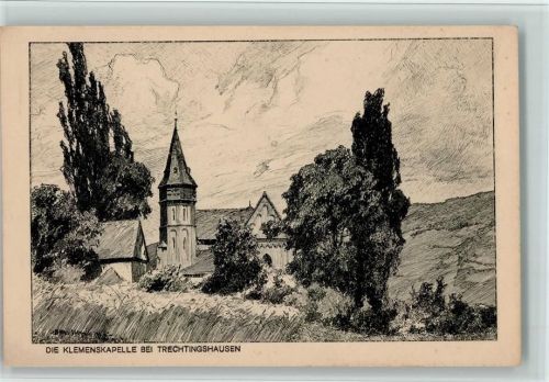 Trechtingshausen Verlag Mandt - Die Pfalz - Federzeichnung - Der Rhein Serie I Nr. 5 gute Erhaltung AK
