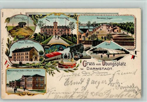 Darmstadt 1907 Grus aus - Truppenübungsplatz , gute Erhaltung AK
