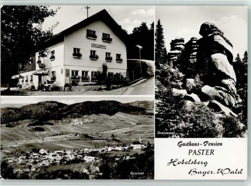 Hobelsberg 3-Bild Aufnahme Gasthaus-Pension Paster Luftansicht Grainet Dreisessel