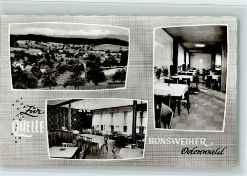 69509 W6942 Bonsweiher - Gasthaus Pension Zur Quelle Innenaufnahmen Gastraum Ortsansicht 3-Bildaufnahme