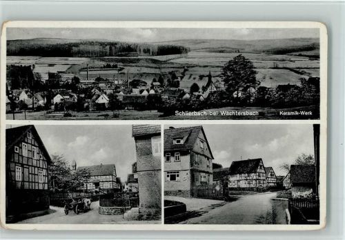 Schlierbach 1958 Keramik Fabrik, Straßenpartien, gute Erhaltung AK