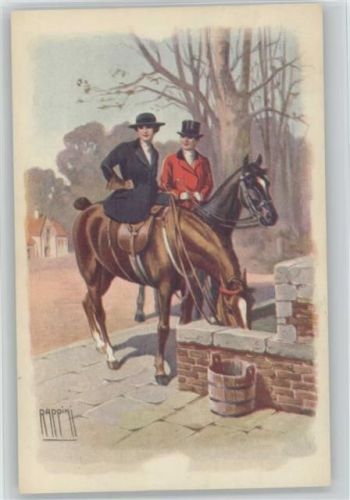 sign Rappini - Frauen reiten - 1929 AK Italien
