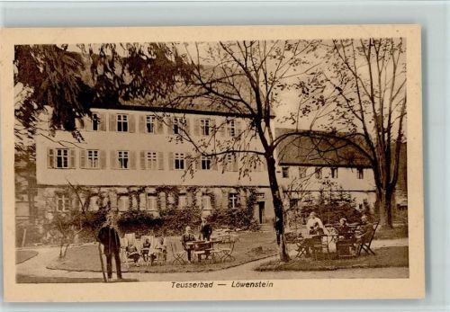 Löwenstein 1926 Teusserbad, Kurgäste im Garten, gute Erhaltung AK