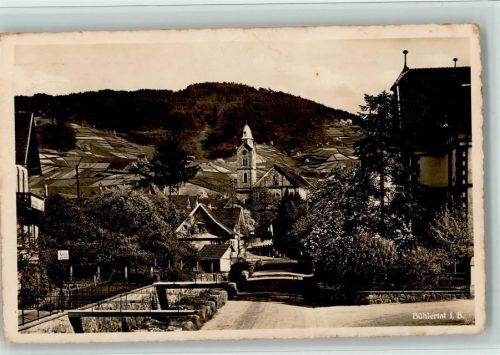 Bühlertal 1938 Straße im Ort, Erhaltung Bildseite III - Rückseite fleckig