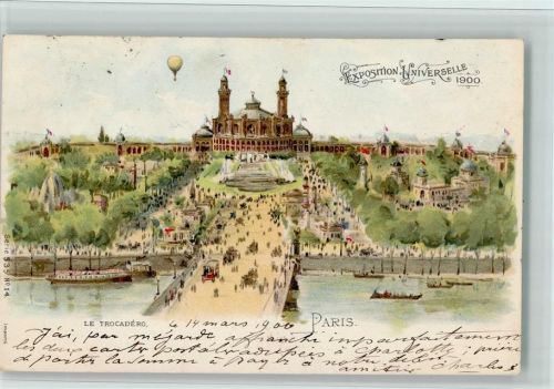 Paris 1900 Serie 535 Nr. 14 Exposition 1900 - Le Trocadero , Ballon, Kleine Flecken