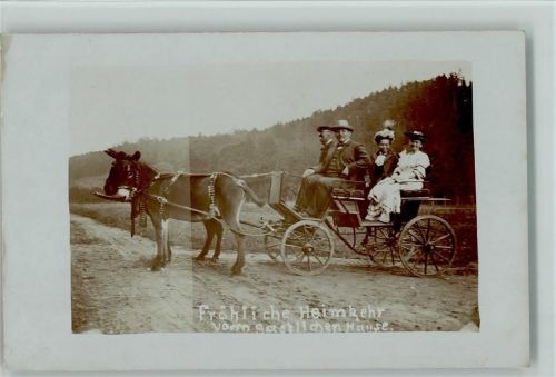 Kutsche wird vom Esel gezogen - Ausflug ca 1908 AK