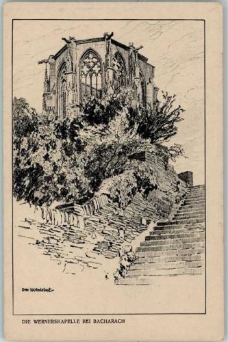 Bacharach Verlag Mandt - Federzeichnung Nr. 3 - Der Rhein AK