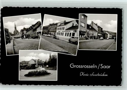 Großrosseln 1963 Sparkasse, Straßenpartien, gute Erhaltung AK