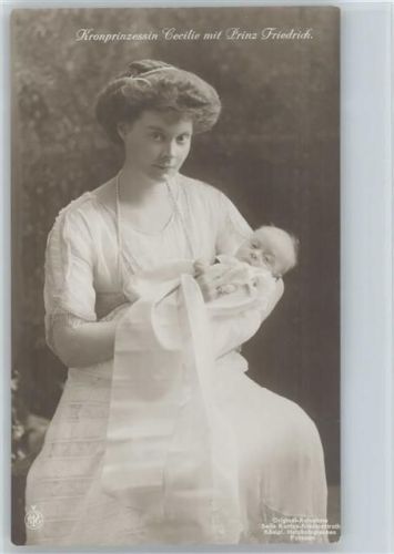 Cecilie mit Prinz Friedrich als Baby , Original-Aufnahme Selle