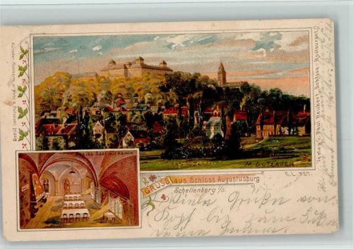Schellenberg 1899 Gruss aus - Künstlerkarte von Mohr - sign Dutzlauer - Schloss Augustusburg
