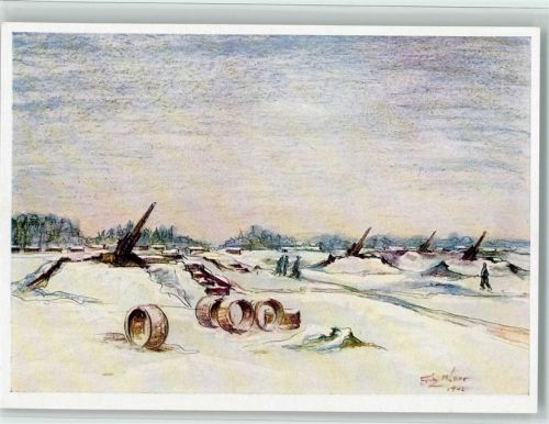 Flakstellung im Schnee - Das Bild des Krieges - Ausstellung des Luftgaukommandos VI, sehr gute Erhaltung AK