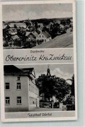 Obercrinitz 1935 Gasthof Dörfel , Dorfmitte AK