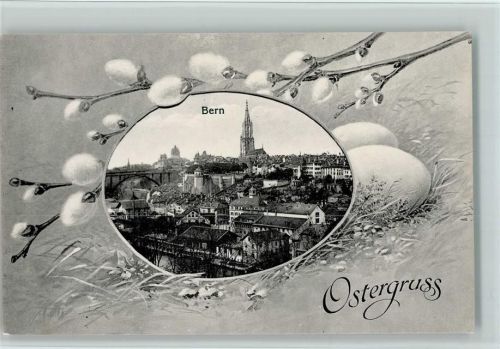 Bern Ostern - Osterei, Kätzchenzweige, gute Erhaltung AK