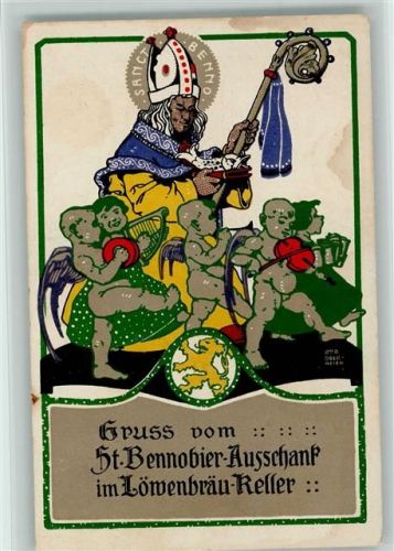 Offiz. AK St. Bennobier Ausschank im Löwenbräu Keller 1914 AK