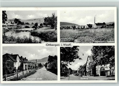 Ottbergen Nethe-Brücke Papierfabrik Siedlung Steicecker Straße Dorfkrug 4-Bildaufnahme