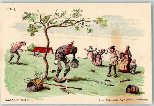1909 Bienenschwarm an der Nase Humor