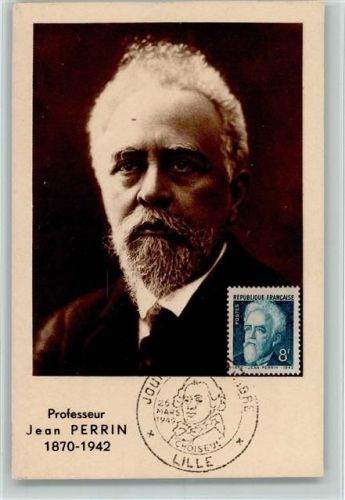 Prof. Jean Perrin 1870-1942 - Briefmarke + Stempel