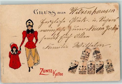 1901 Werbung Gruss aus Zuntz Kaffee