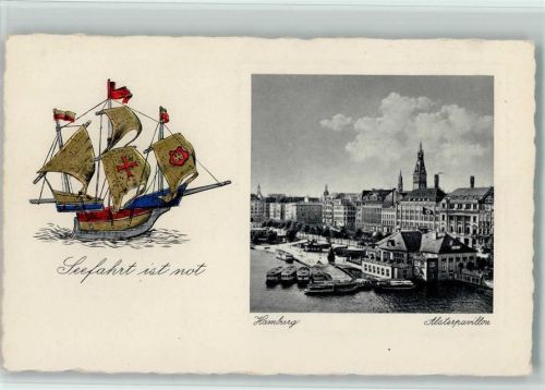 Hamburg Alsterpavillon Segelschiff