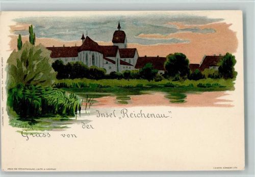 Insel Mainau 1898 Gruss aus - sign F. Hübsch - Insel Reichenau - Velten Verlag , sehr gute Erhaltung AK