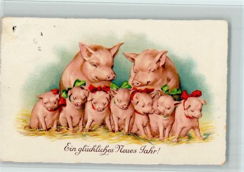 Neujahr - Schweinefamilie - kleine Flecken