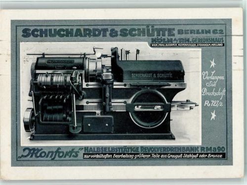 Werkzeug Revolverdrehbank Montforts von Schuchardt & Schütte Köln - Werbung
