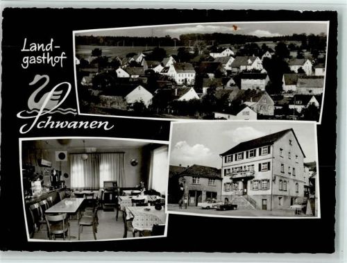 Schwanheim 1970 Gasthof "Zum Schwanen" mit Innenansicht , gute Erhaltung AK